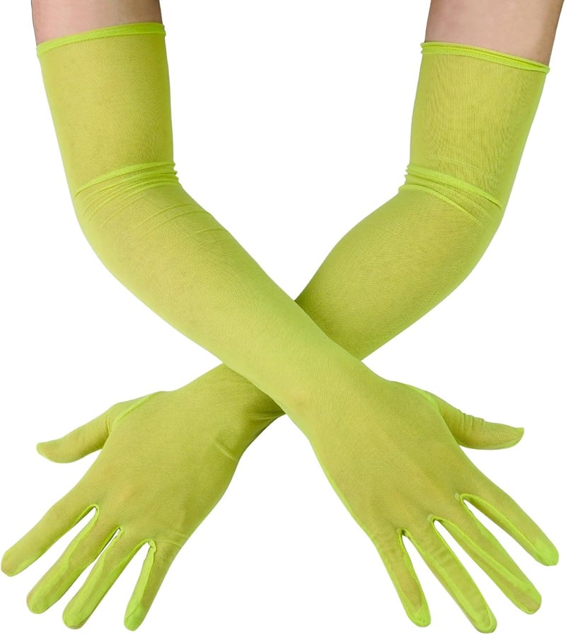 Luwint Extra Long Tulle Mesh Gloves - Silk Sheer, Elbow Length - Costume Gloves for Opera Party Sun Protection - Image 1